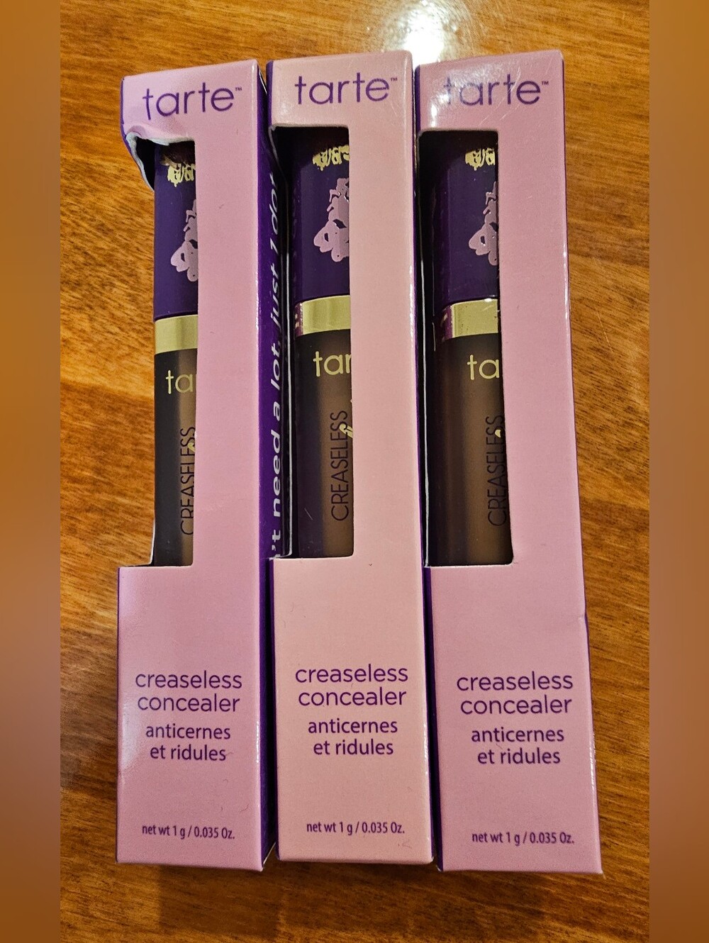 Tarte Creaseless Concealer, lot of 3, shade 52S Deep Sand. Brand new and sealed,